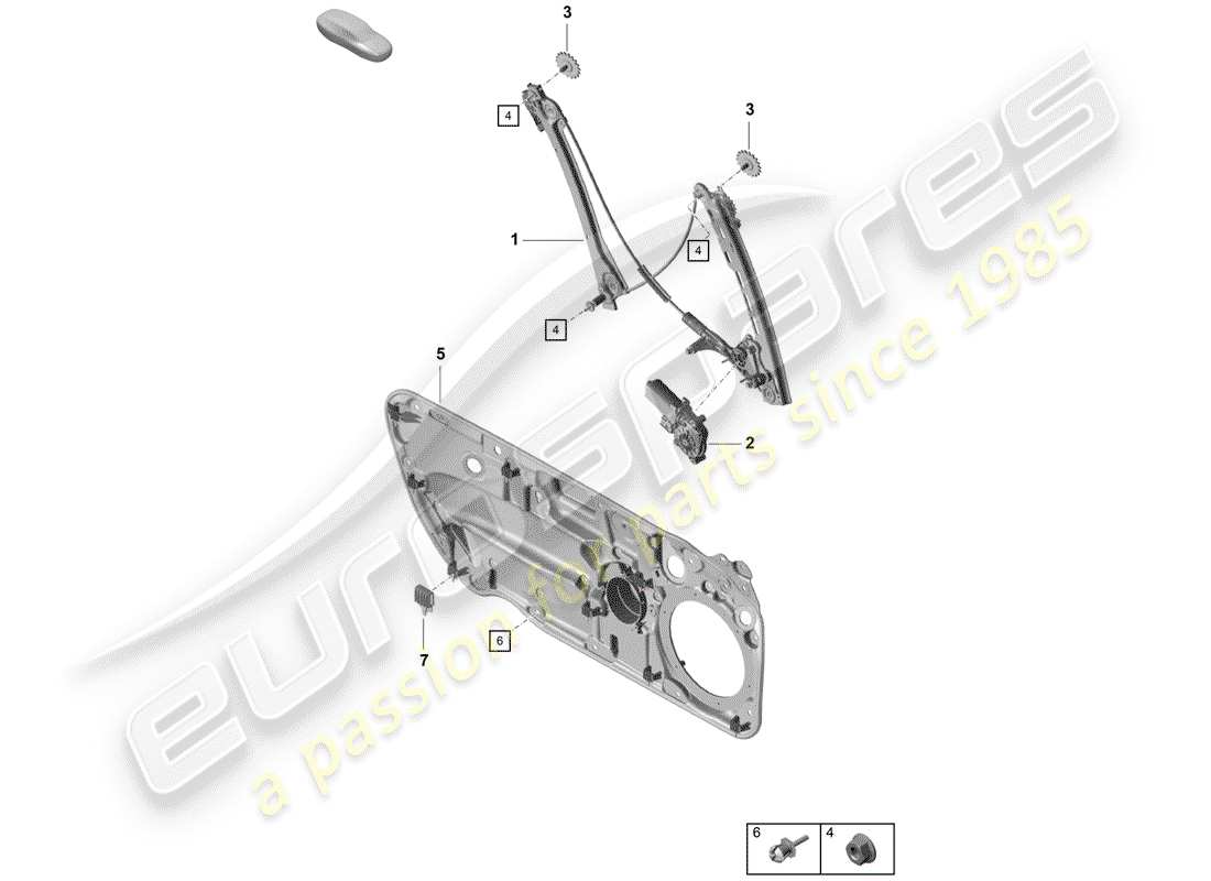 porsche boxster spyder (2020) window regulator part diagram