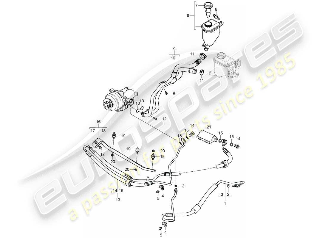 porsche cayenne (2009) power steering part diagram