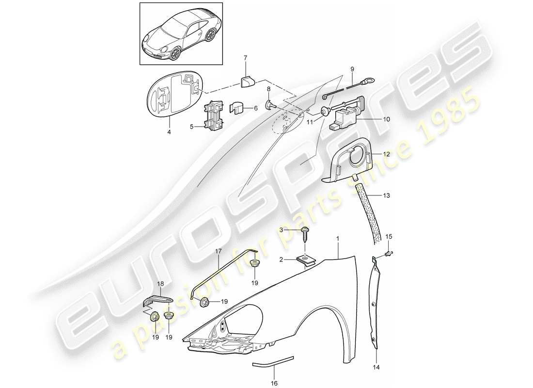 porsche 997 gen. 2 (2011) fender part diagram