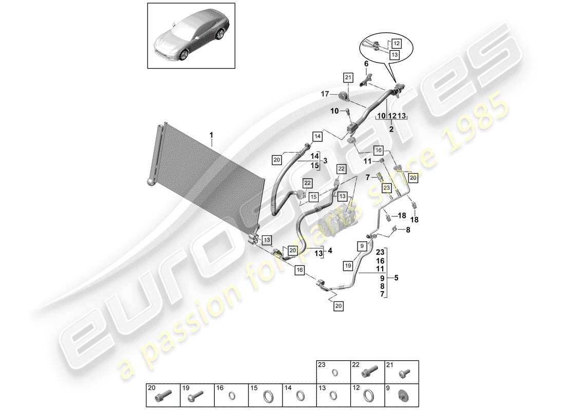 porsche panamera 971 (2018) refrigerant circuit part diagram