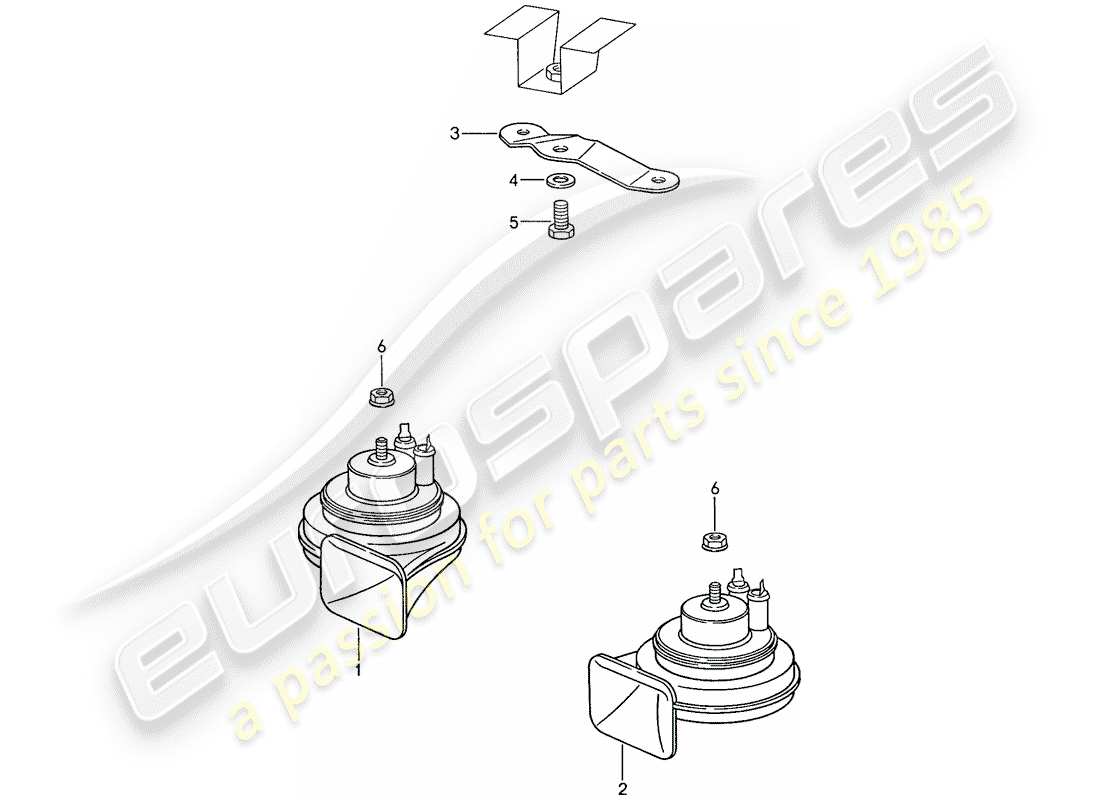 porsche 944 (1990) horn part diagram