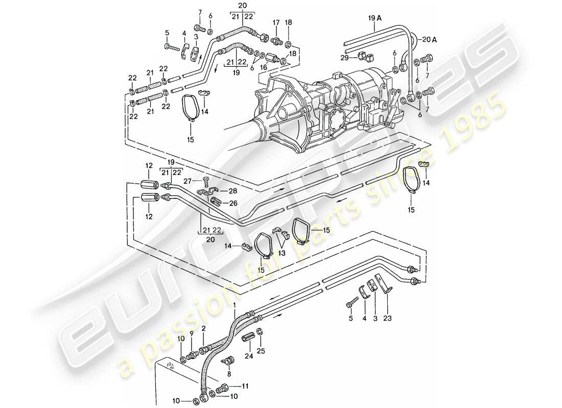 porsche 944 (1990) oil cooling - for - automatic transmission - d >> - mj 1989 part diagram