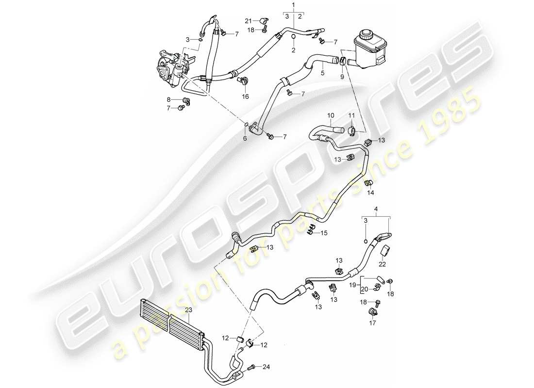 porsche cayenne (2010) power steering part diagram