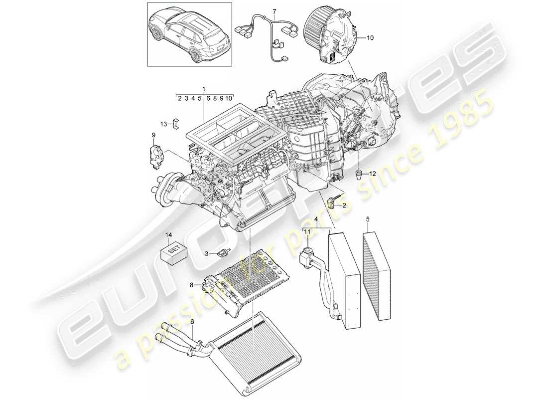 porsche cayenne e2 (2011) air conditioner part diagram