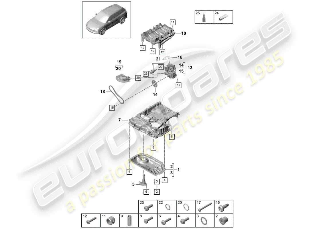 porsche cayenne e3 (2018) oil-conducting housing part diagram