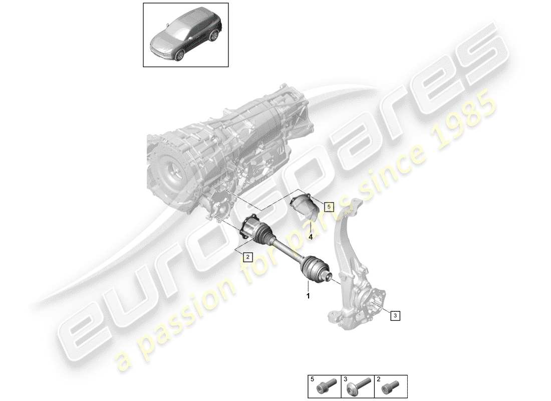 porsche cayenne e3 (2018) drive shaft part diagram