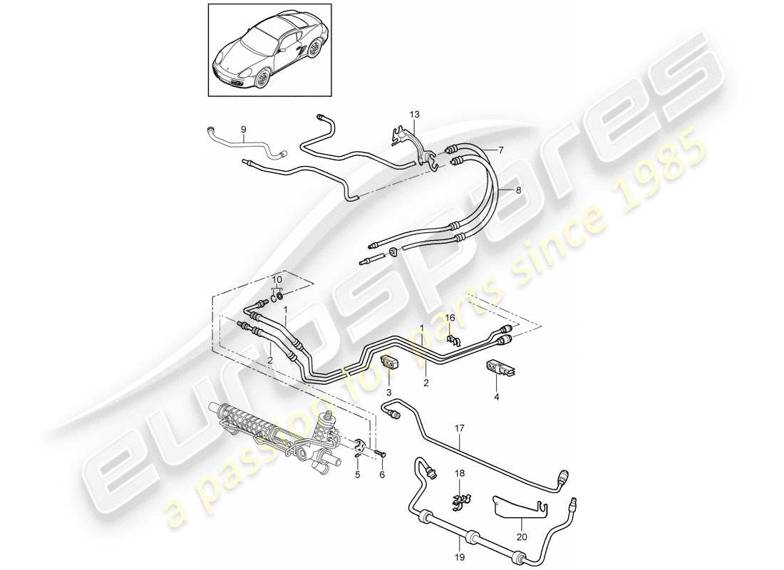 porsche cayman 987 (2009) power steering part diagram