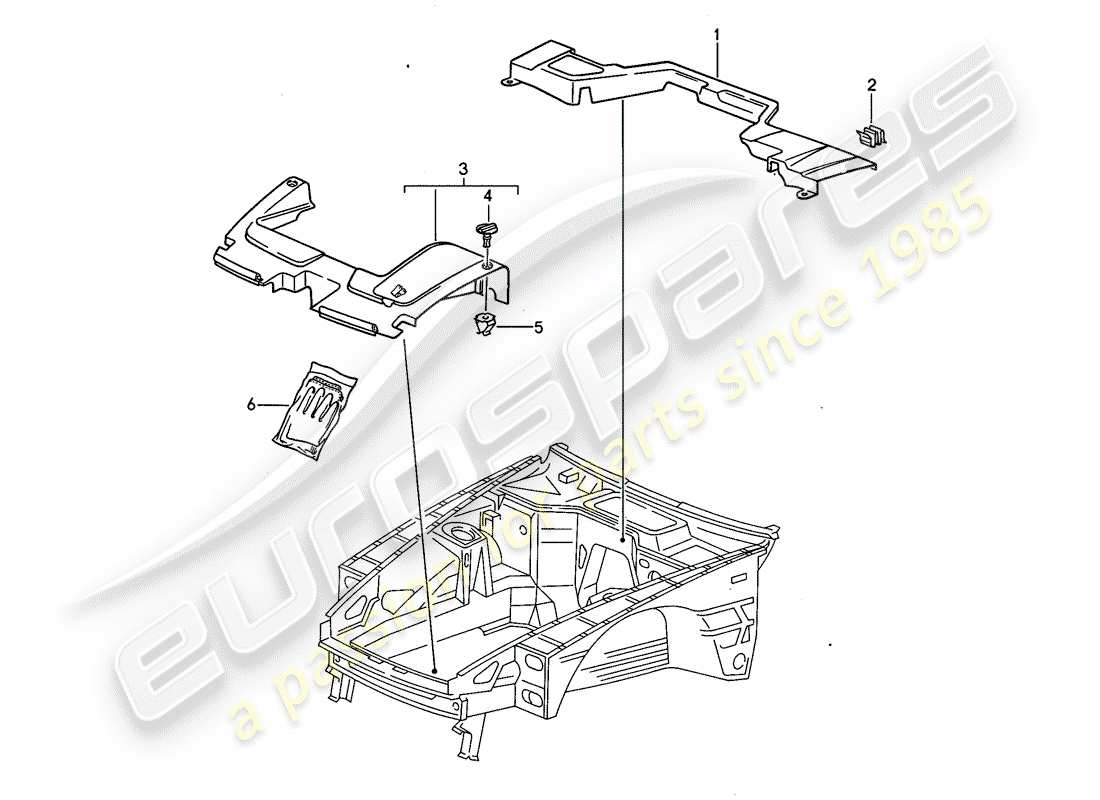 porsche 968 (1992) lining - engine compartment - d >> - mj 1993 part diagram