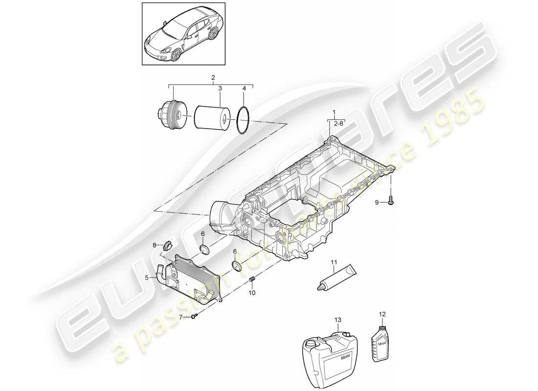 porsche panamera 970 (2011) oil-conducting housing part diagram