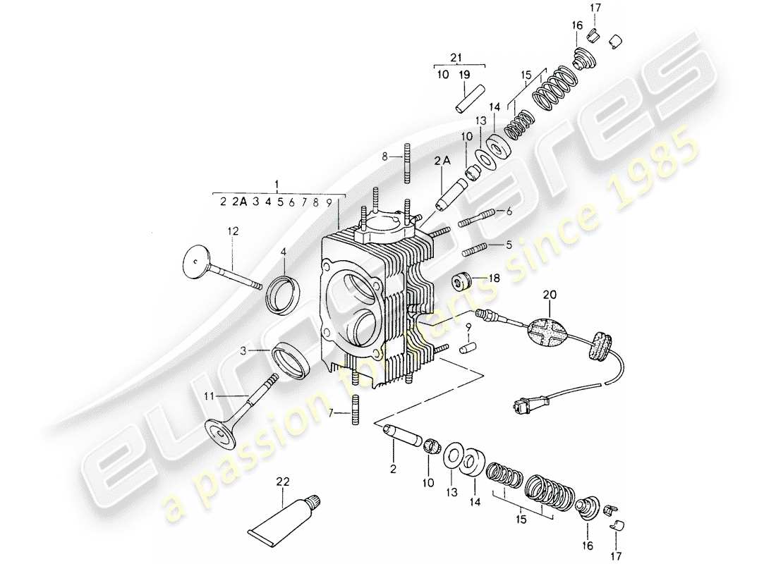 porsche 964 (1989) cylinder head part diagram