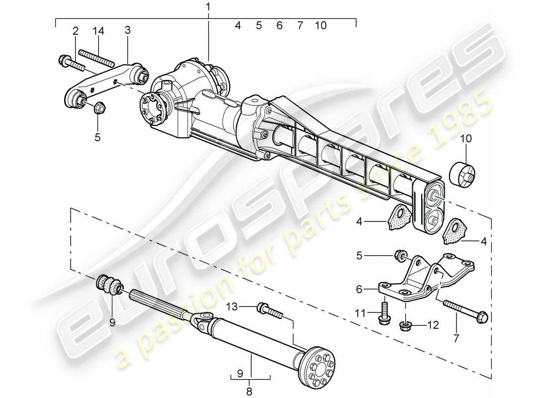 porsche 997 t/gt2 (2009) front axle differential part diagram