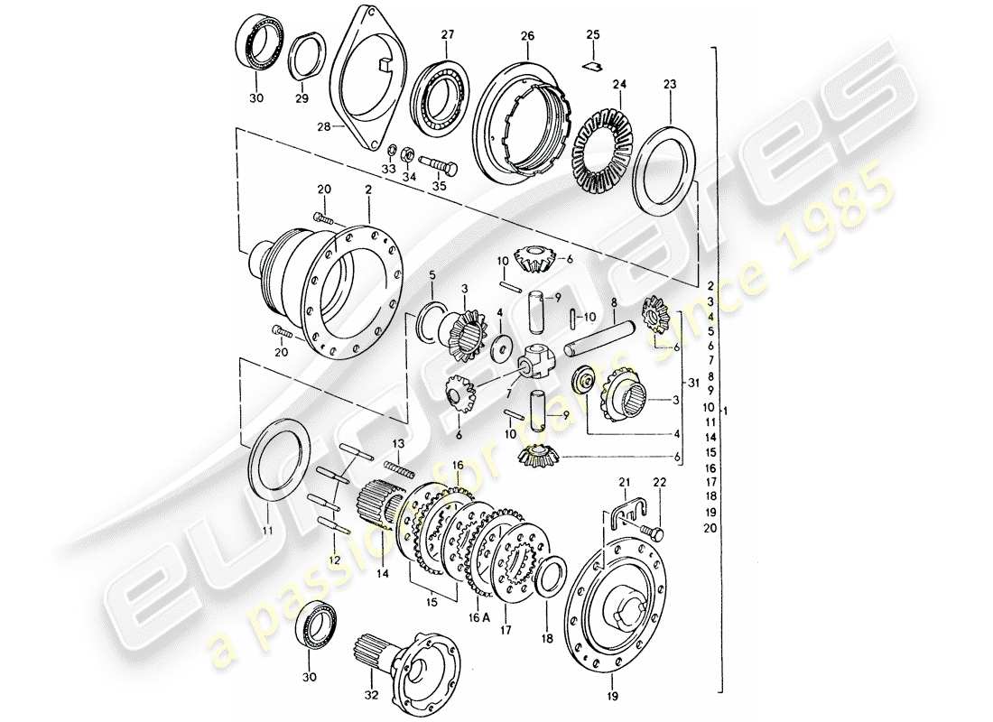 porsche 928 (1994) automatic transmission - porsche - limited slip differential part diagram