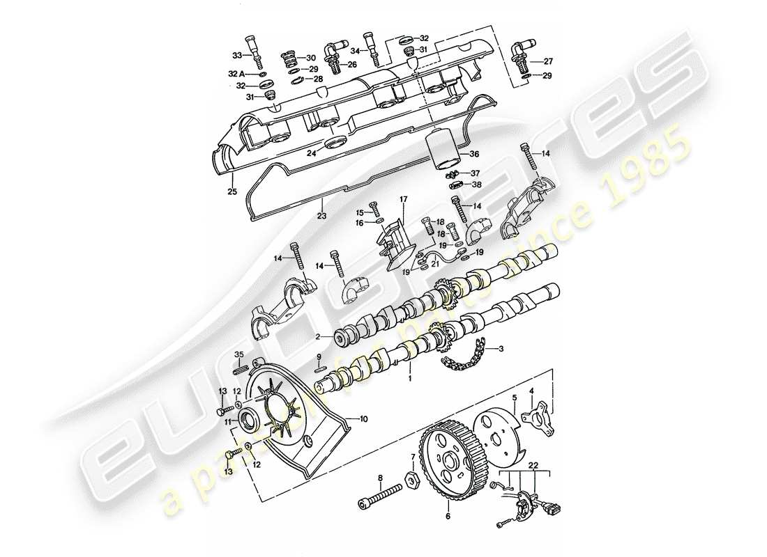 porsche 928 (1994) camshaft - repair set for maintenance - see illustration: part diagram