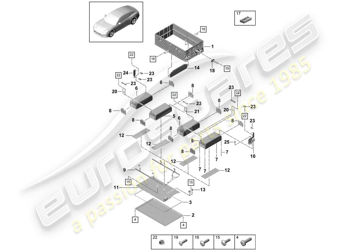 porsche panamera 971 (2019) high-voltage battery part diagram