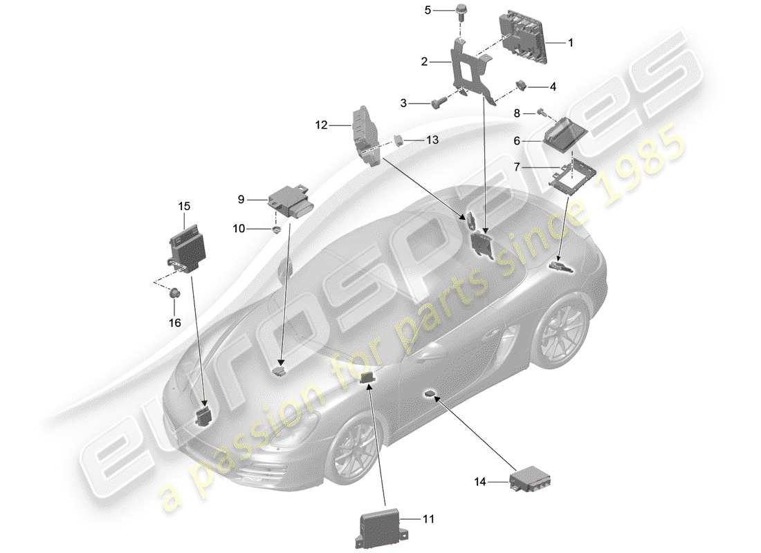 porsche boxster 981 (2014) control units part diagram