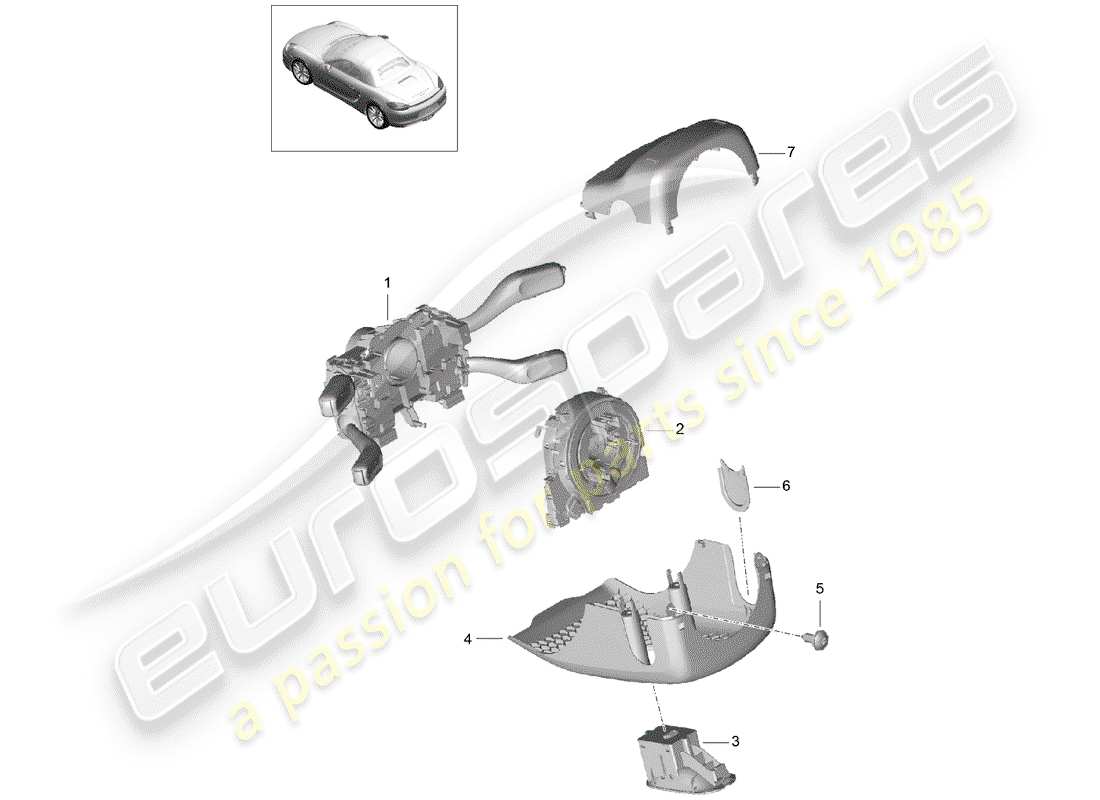 porsche boxster 981 (2014) steering column switch part diagram