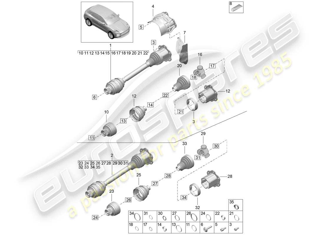 porsche macan (2020) drive shaft part diagram