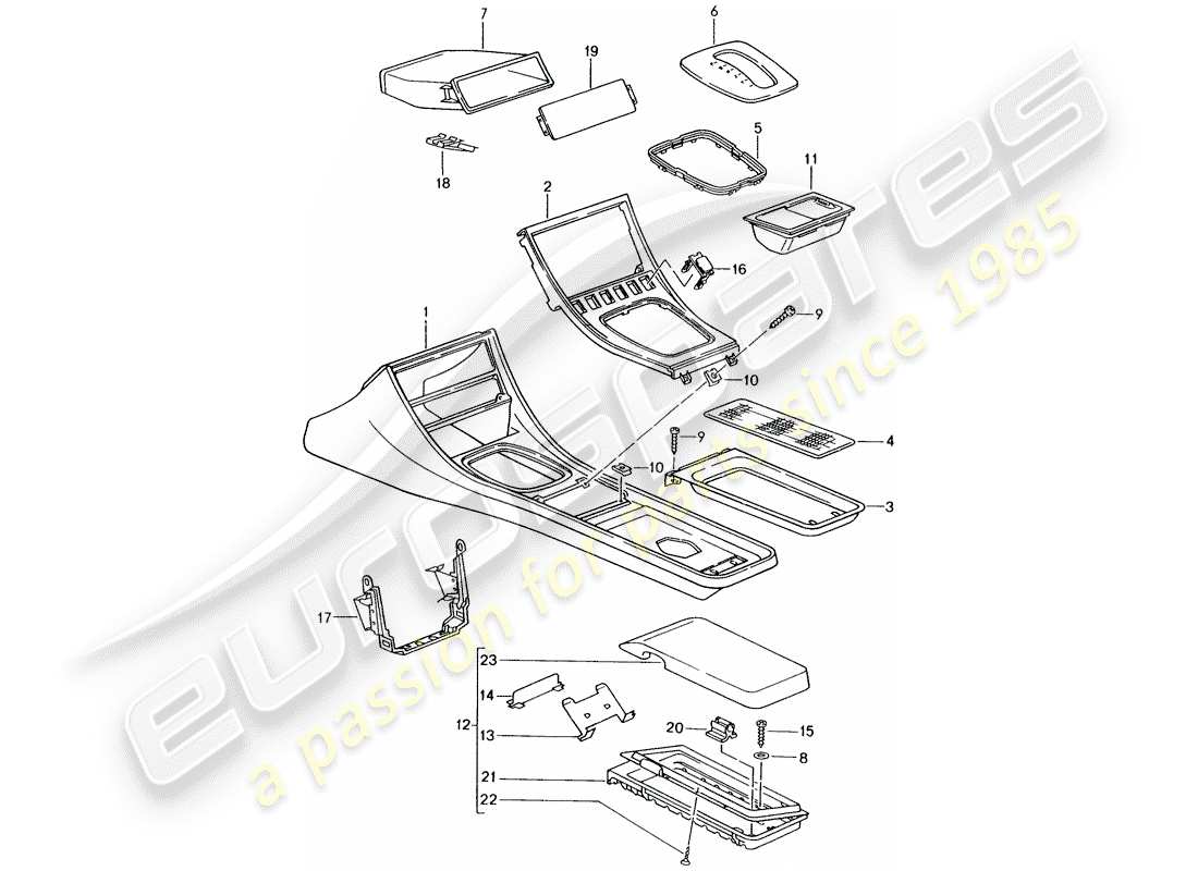 porsche 944 (1987) cassette holder - center console part diagram