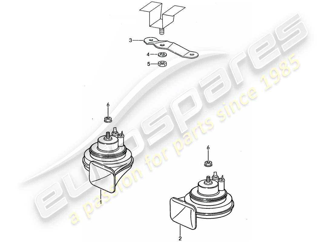 porsche 968 (1992) horn part diagram