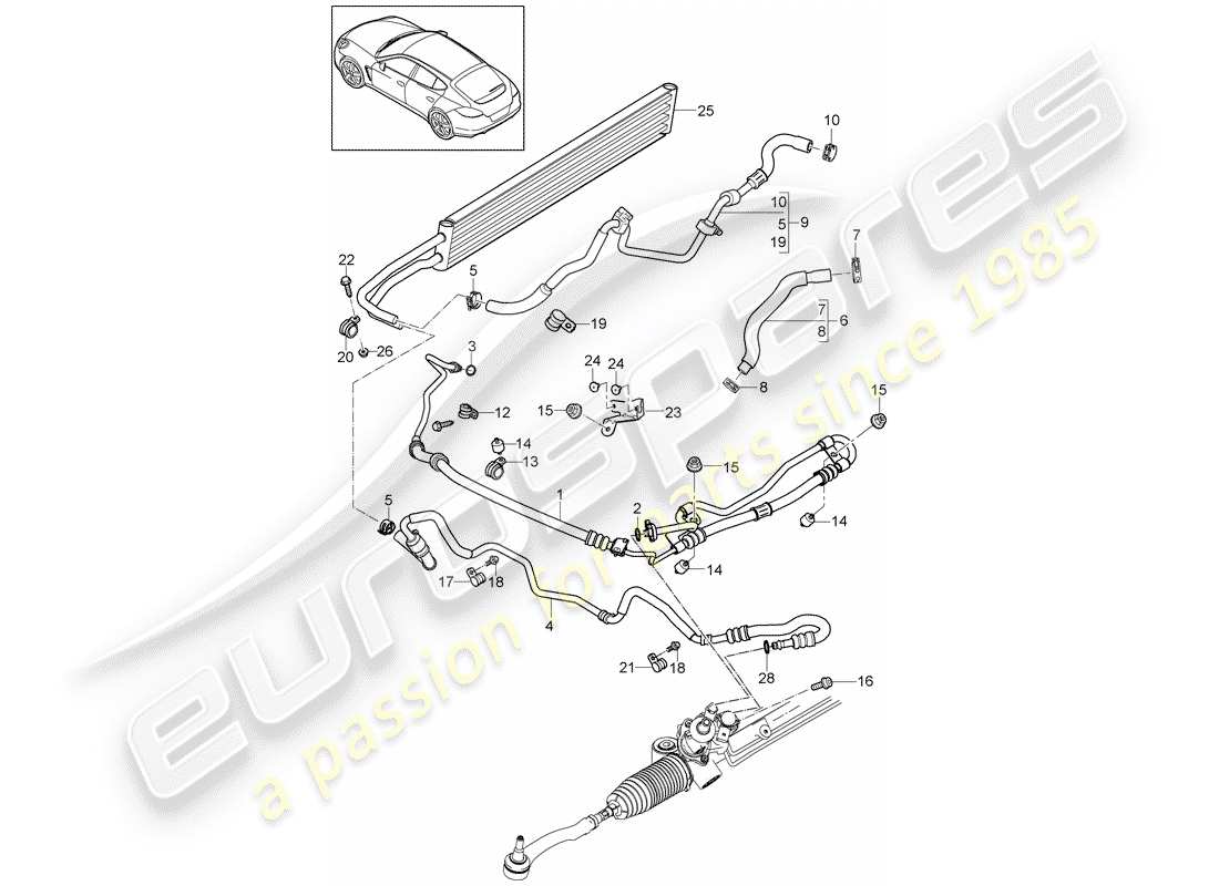 porsche panamera 970 (2010) power steering part diagram