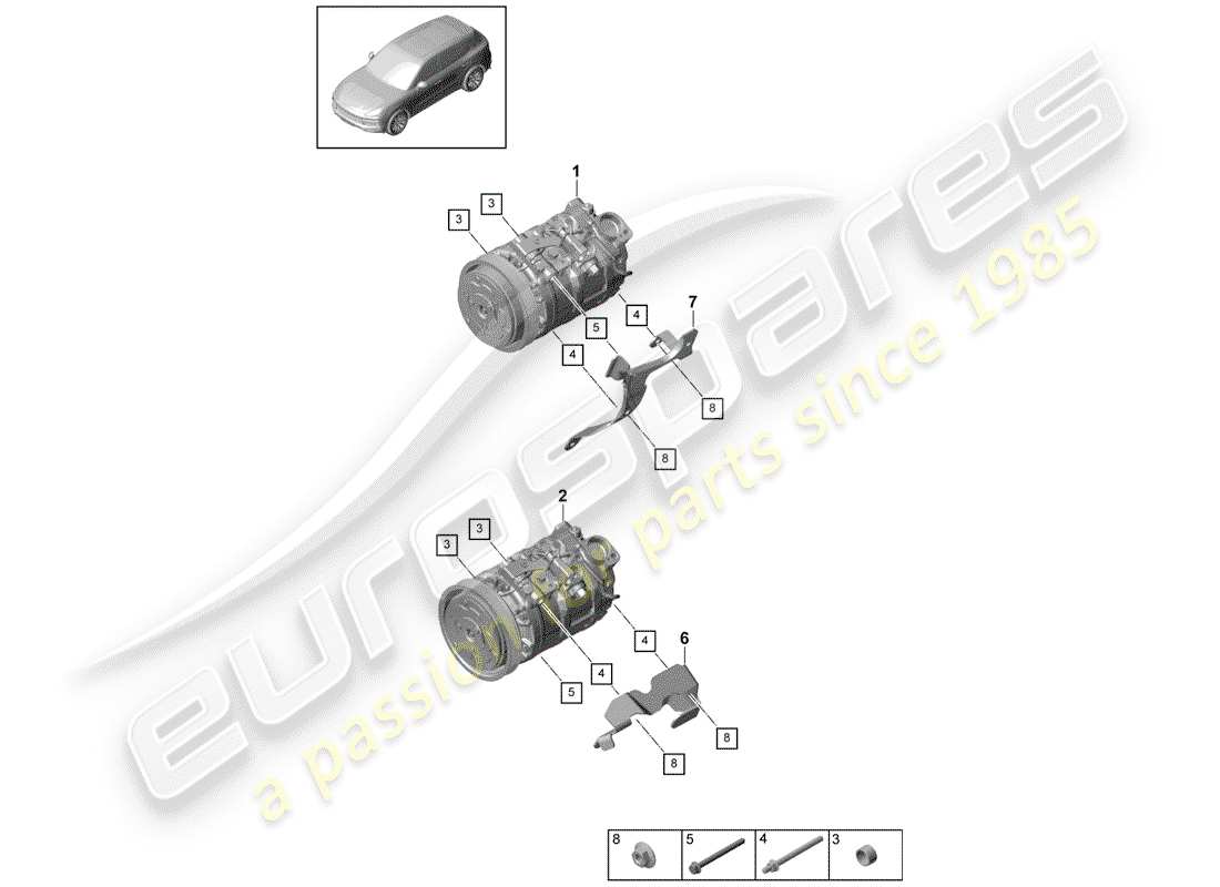 porsche cayenne e3 (2020) compressor part diagram