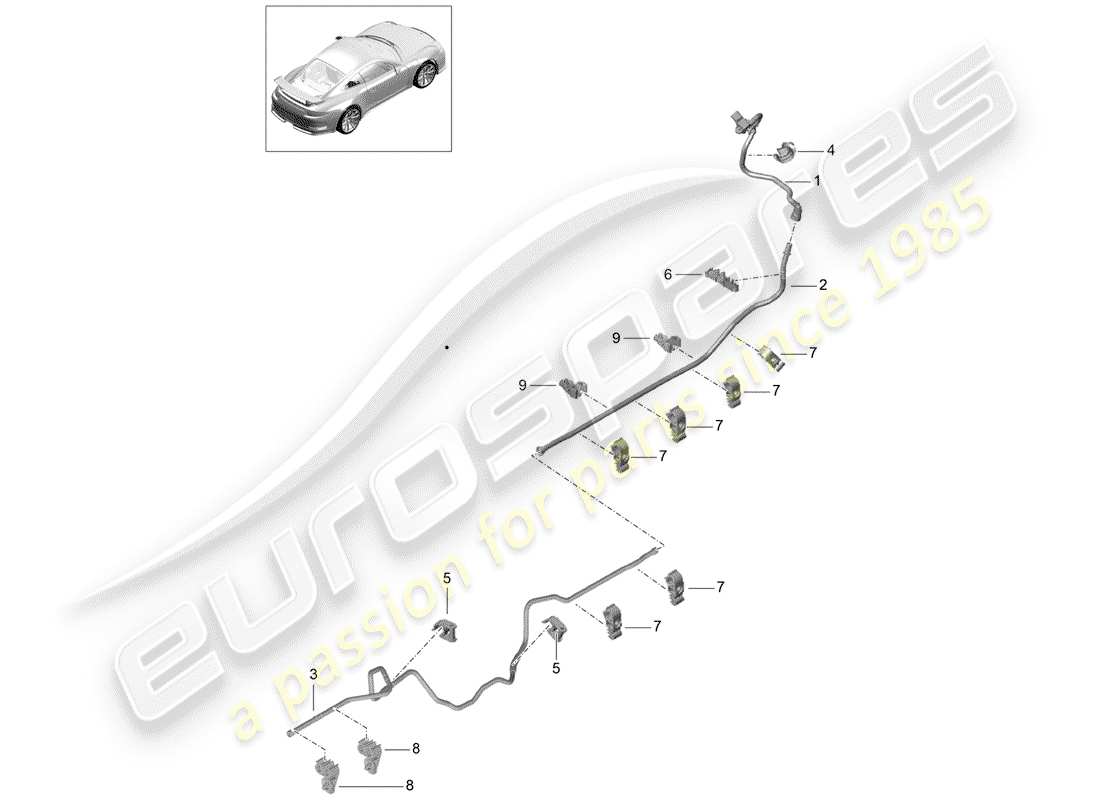 porsche 991r/gt3/rs (2020) vacuum line part diagram