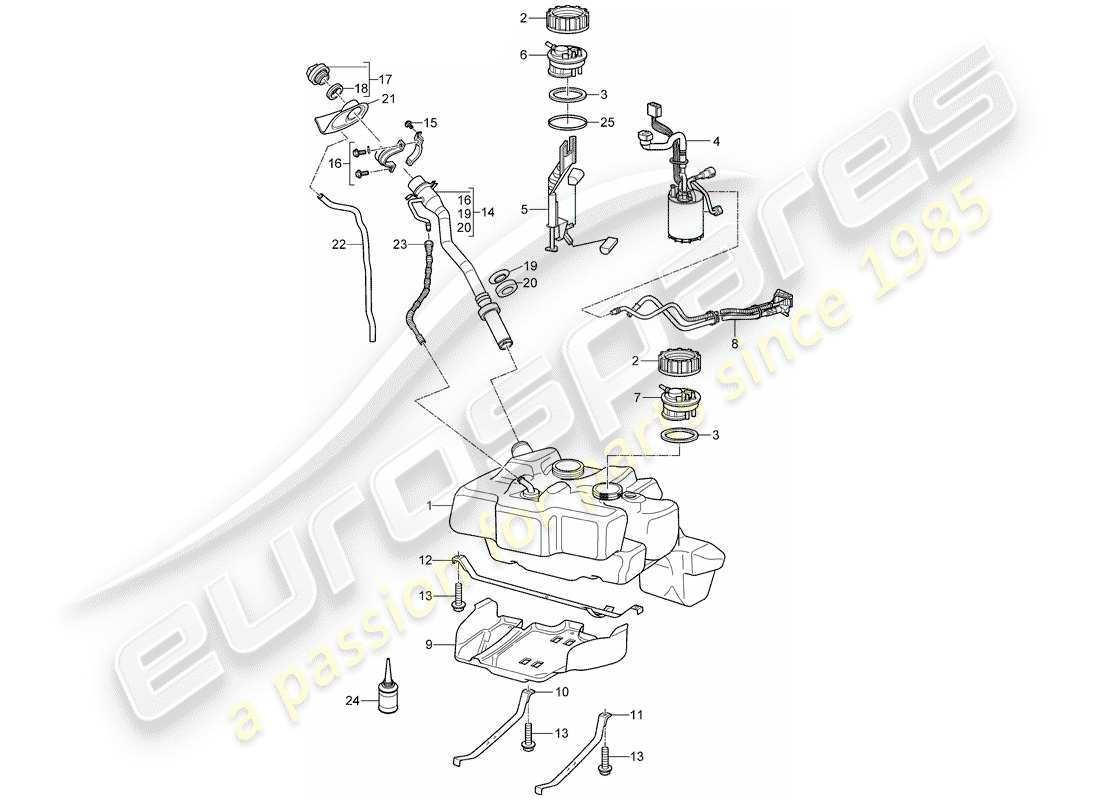 porsche 997 gt3 (2009) fuel tank part diagram