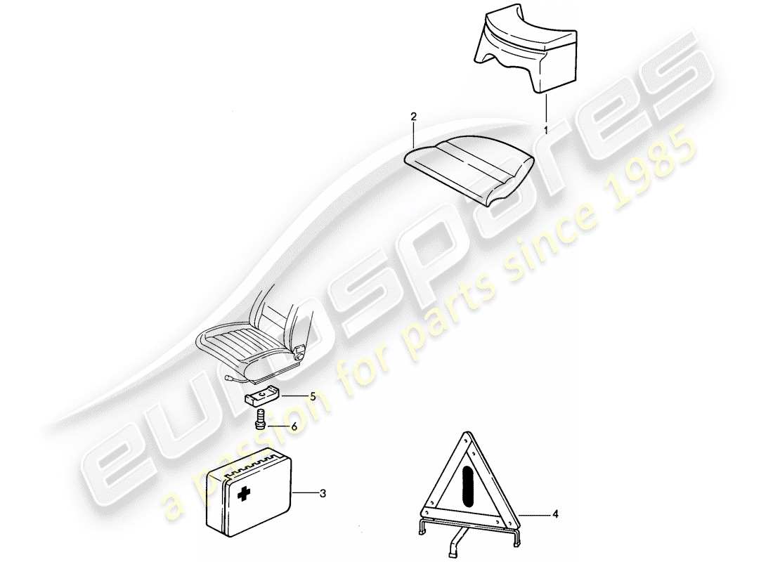 porsche 911 (1984) accessories - child seat - vehicle cover part diagram