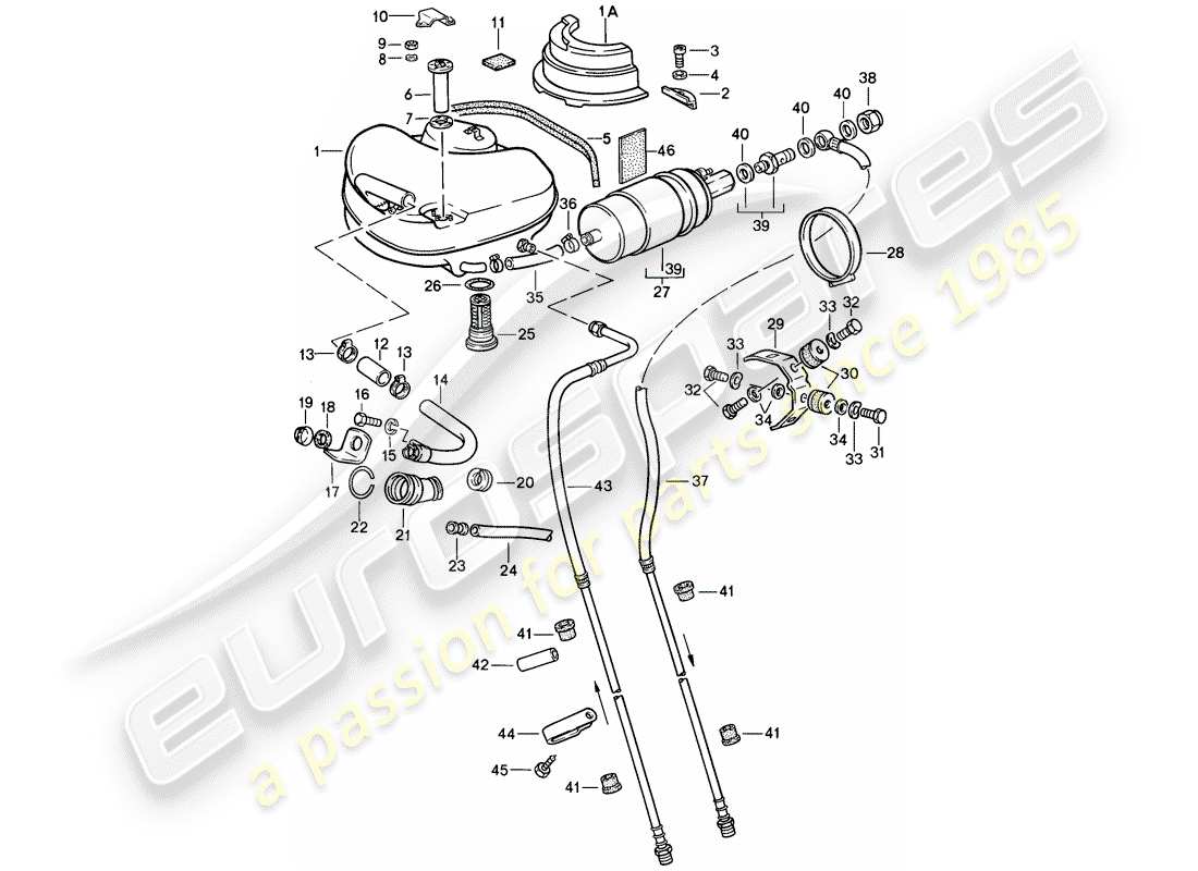 porsche 911 (1984) fuel system part diagram