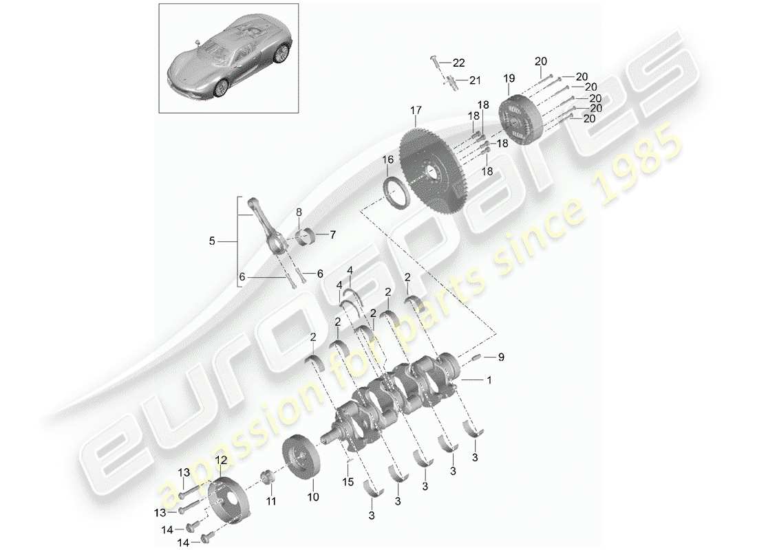 porsche 918 spyder (2015) crankshaft part diagram