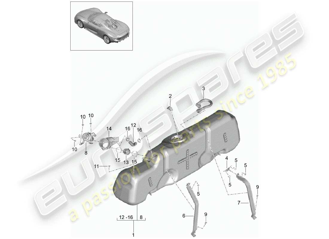 porsche 918 spyder (2015) fuel tank part diagram