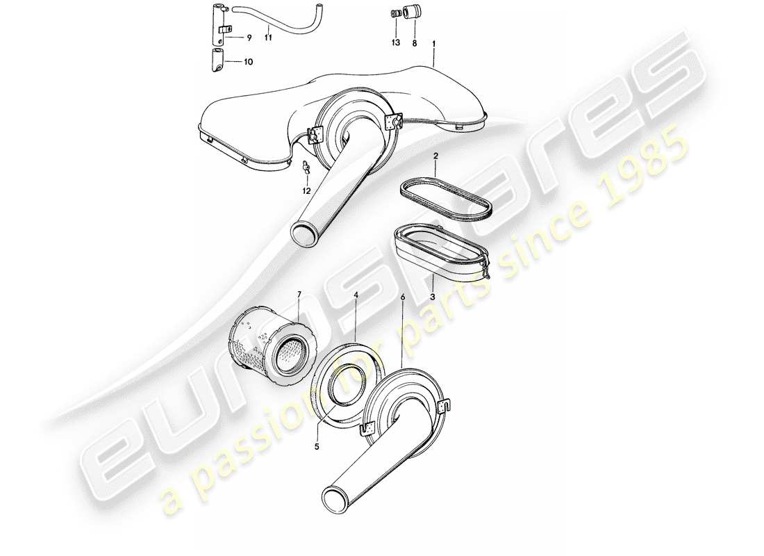 porsche 914 (1970) air cleaner system part diagram