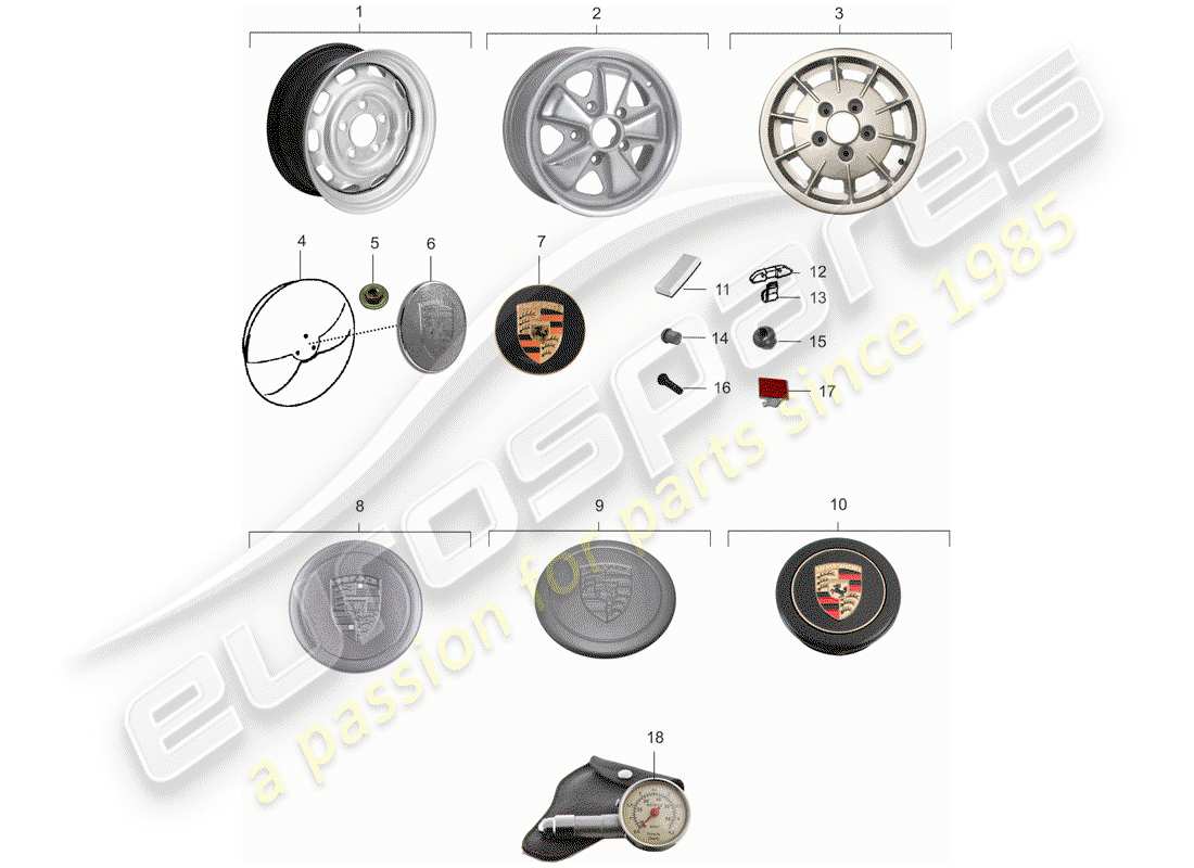 porsche 914 (1970) wheels part diagram