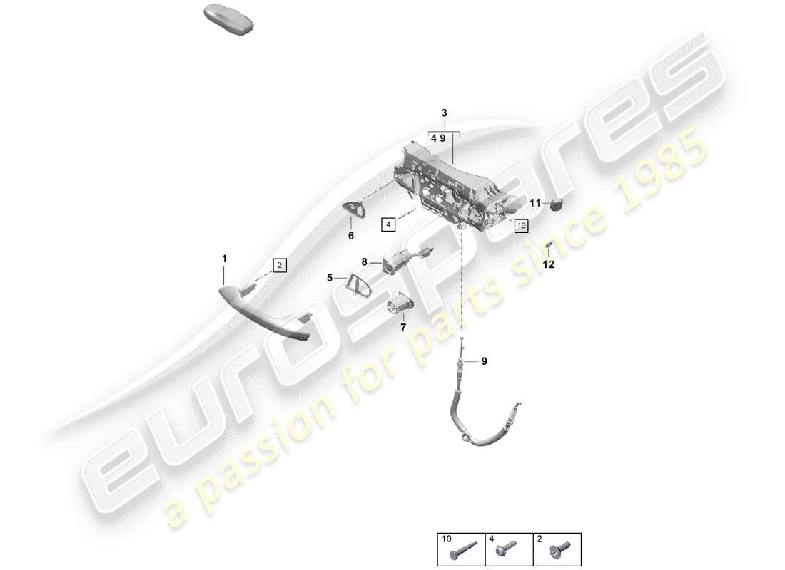 porsche boxster spyder (2020) door handle, outer part diagram