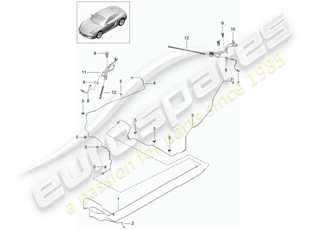 porsche cayman 981 (2015) brake lines part diagram