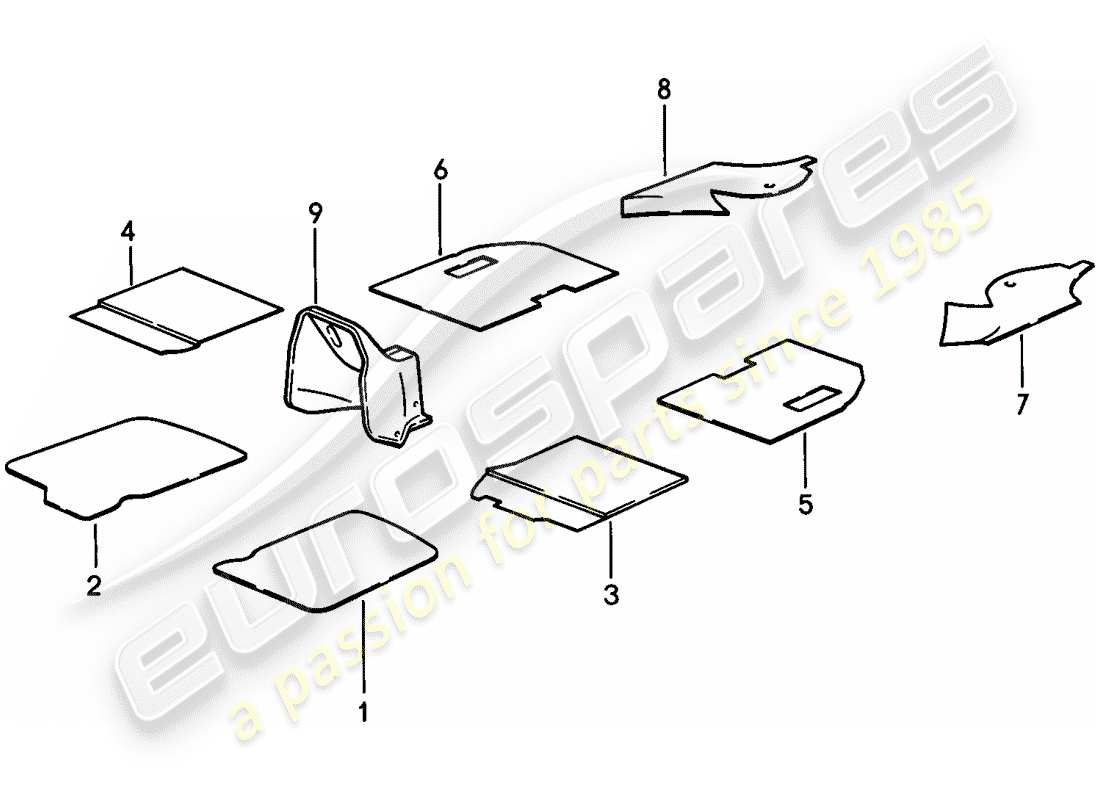 porsche 924 (1976) sound absorber part diagram