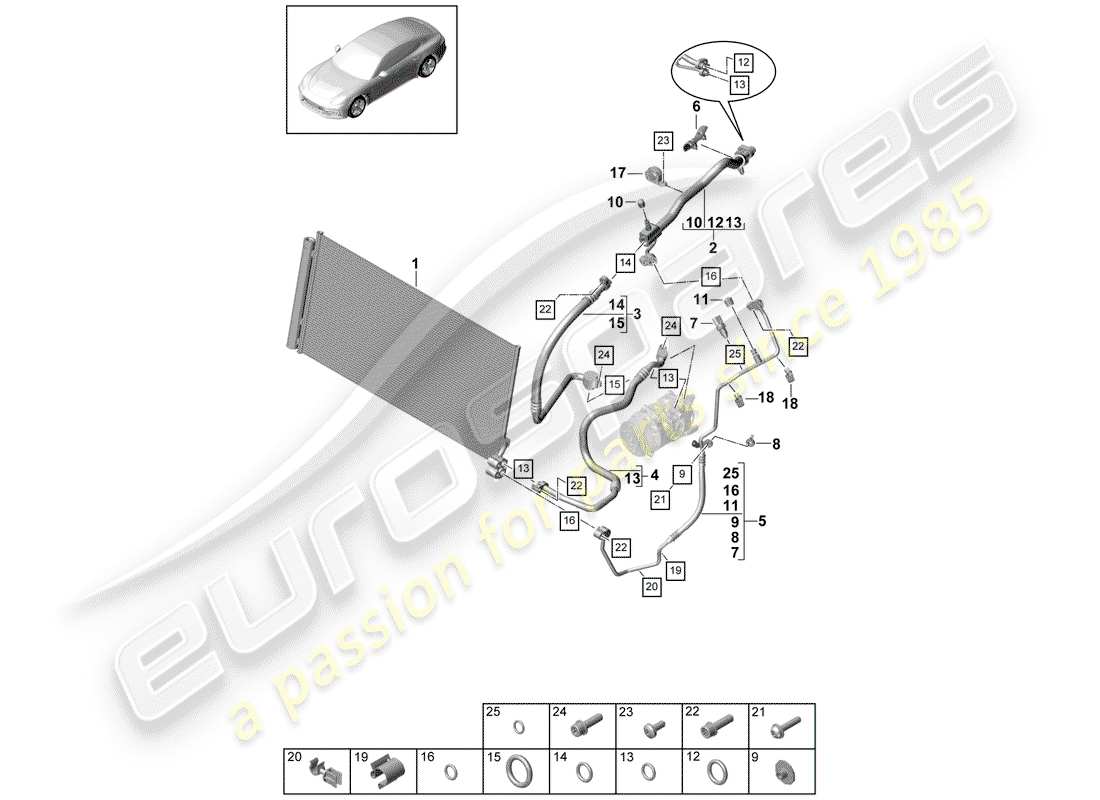 porsche panamera 971 (2018) refrigerant circuit part diagram