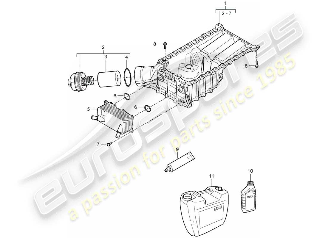 porsche cayenne (2010) oil-conducting housing part diagram