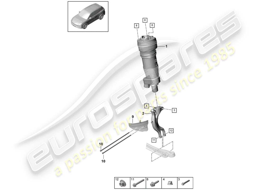 porsche cayenne e3 (2018) air spring part diagram