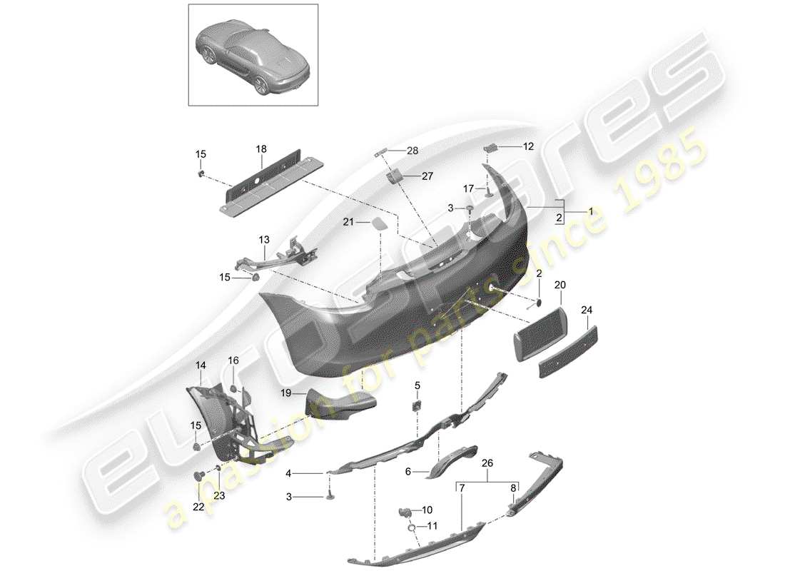 porsche boxster 981 (2013) bumper part diagram