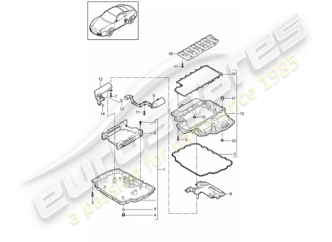 porsche cayman 987 (2009) oil pan part diagram