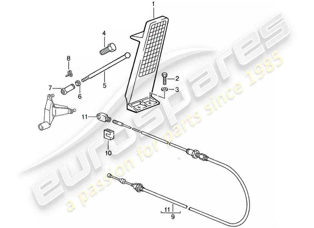 porsche 959 (1987) pedals - throttle control part diagram