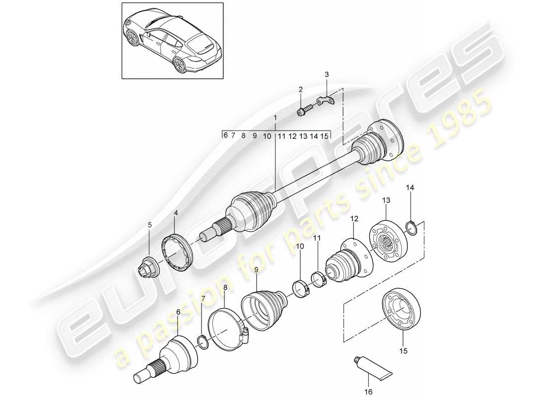 porsche panamera 970 (2011) drive shaft part diagram