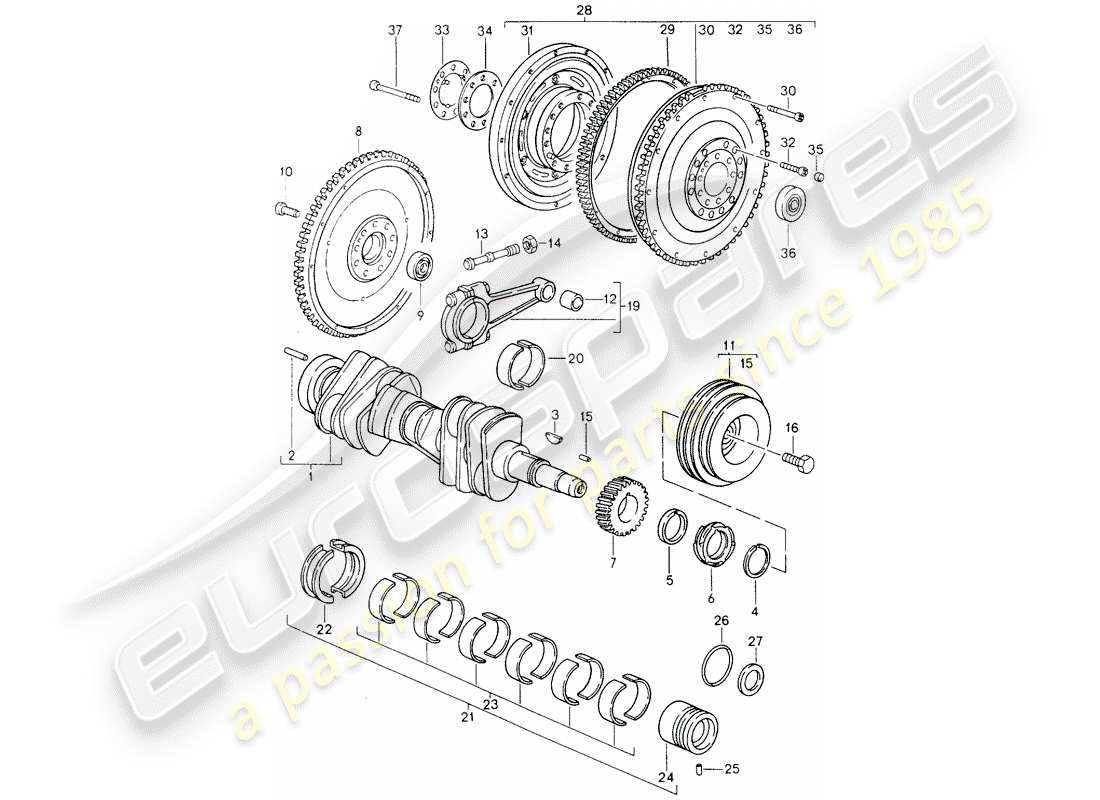 porsche 964 (1989) crankshaft part diagram