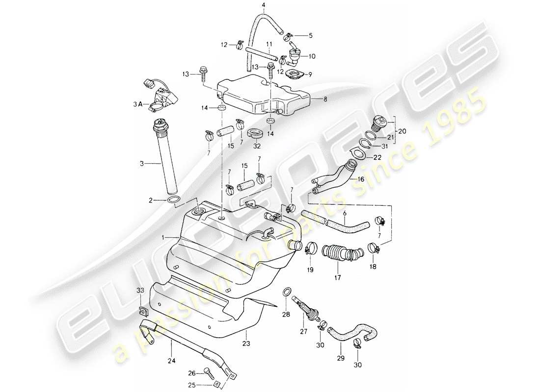 porsche 964 (1989) fuel tank part diagram