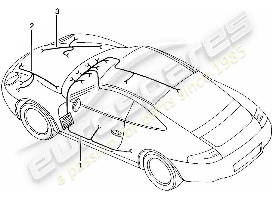 porsche 996 gt3 (2004) wiring harnesses - passenger compartment - glove box - front luggage compartment - repair kit - anti-locking brake syst. -abs- - brake pad wear indicator - front axle part diagram