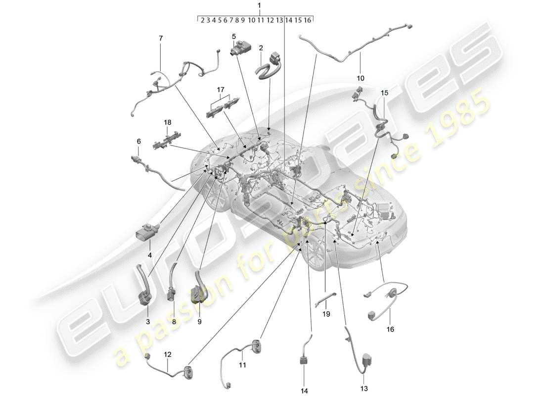 porsche boxster 981 (2014) wiring harnesses part diagram