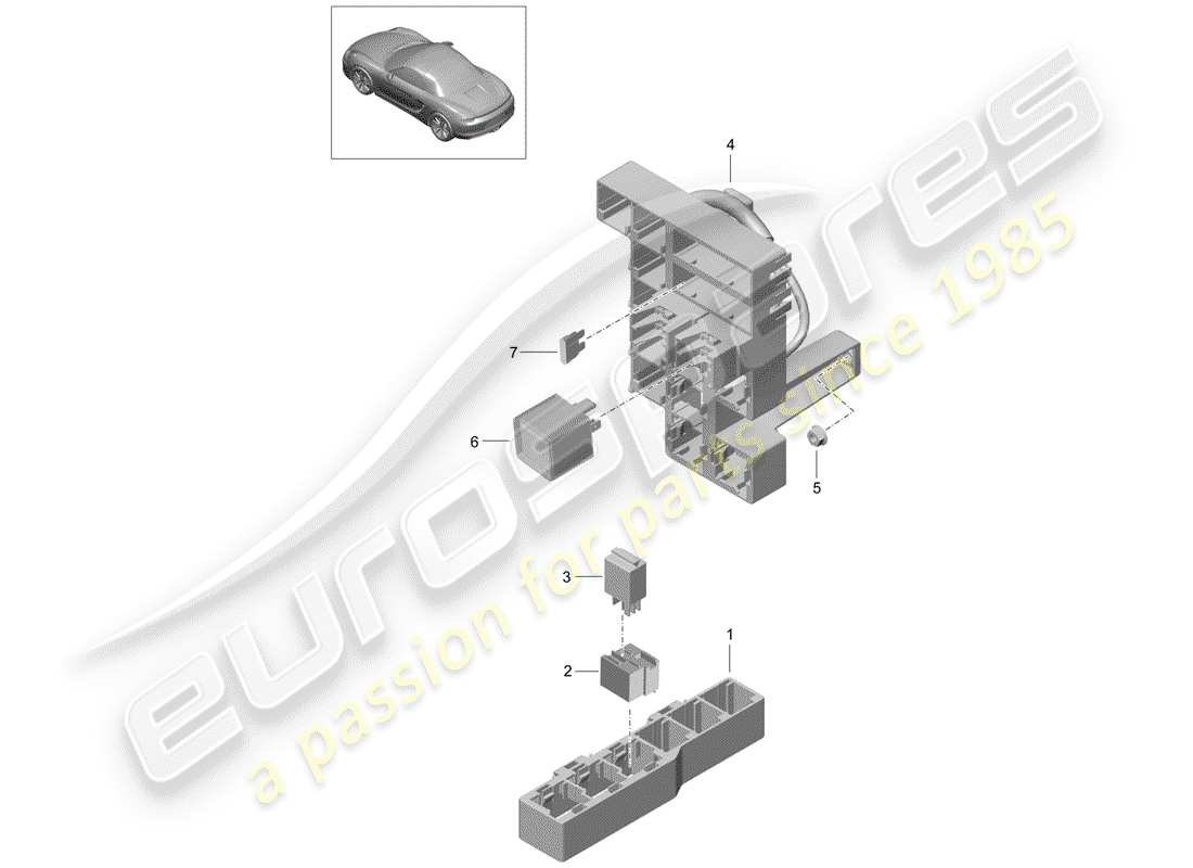 porsche boxster 981 (2014) fuse box/relay plate part diagram