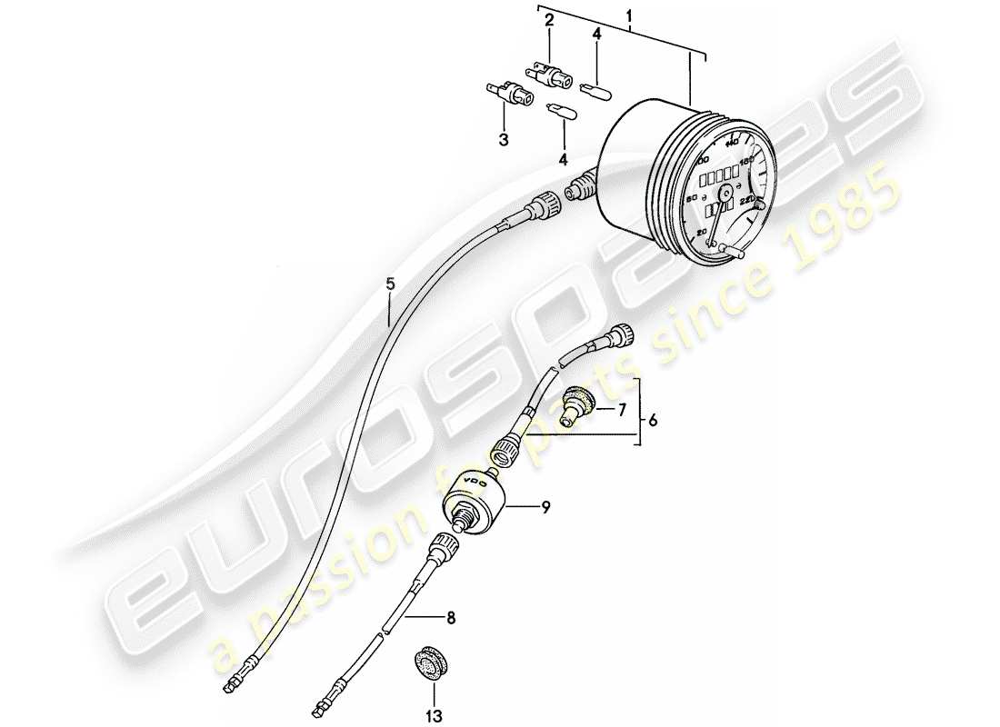 porsche 924 (1977) speedometer part diagram