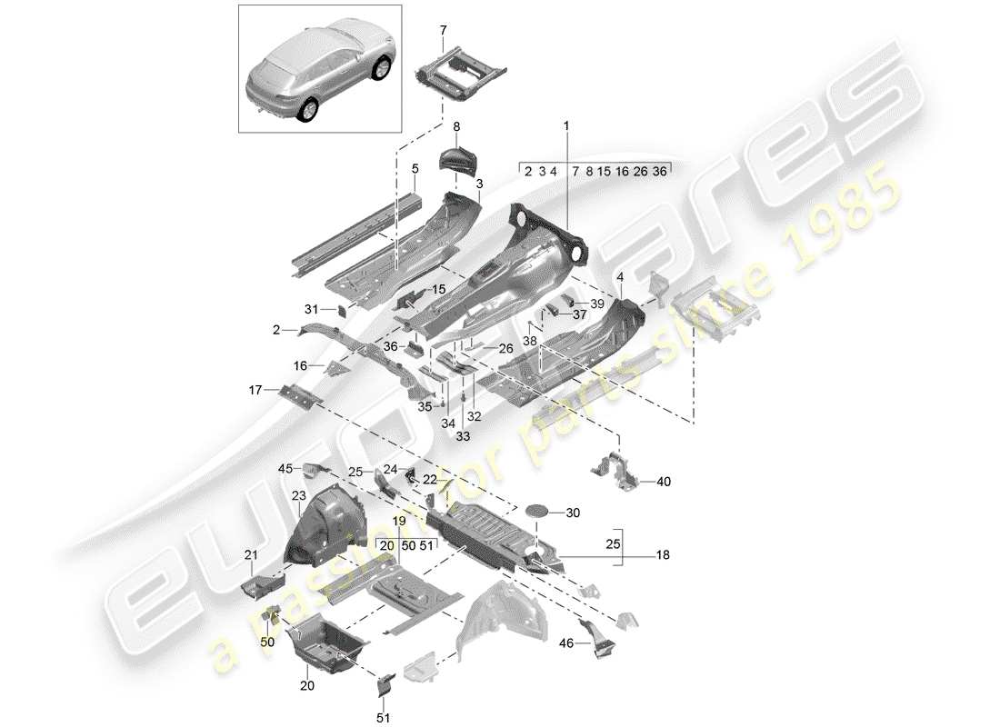 porsche macan (2016) floor plates part diagram